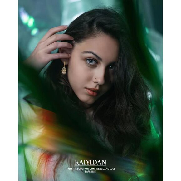 Gold Evil eye handle shaped Dangle Statement Vintage Cute Long Earring for Women - Picture 5 of 9